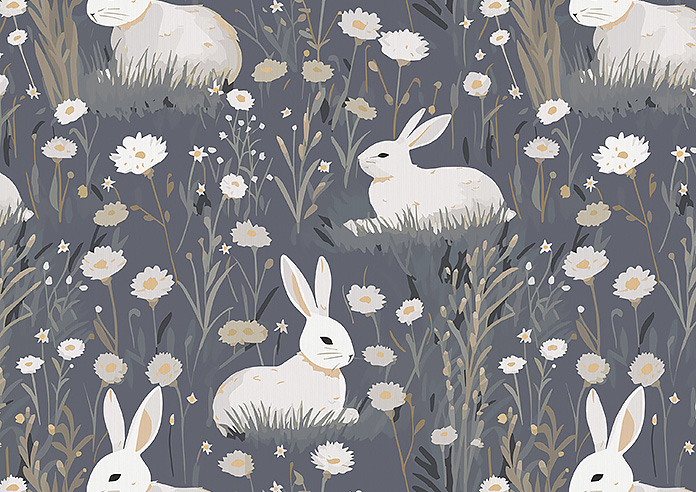 Bunny Meadows, Moonlit Grey - Motorised Roman Blind - Image 7